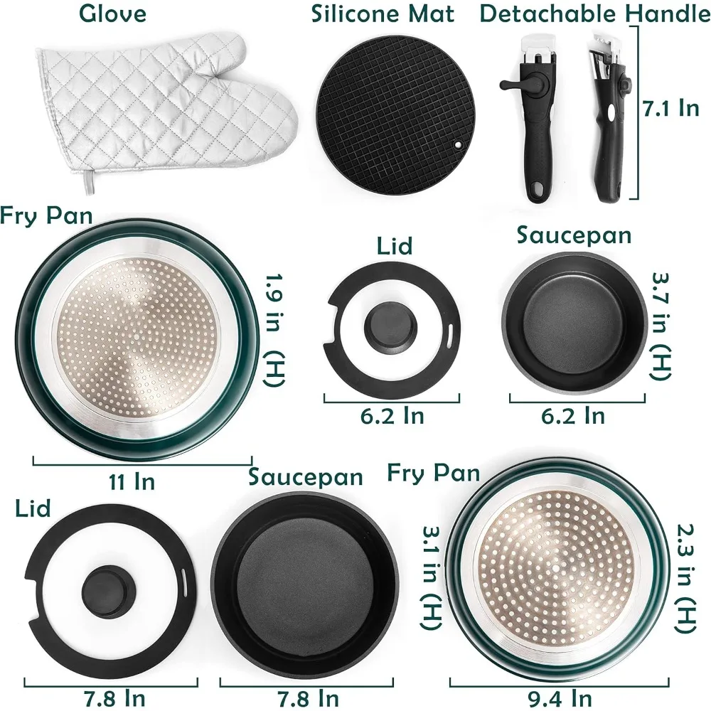 Moss & Stone 6 Piece Nonstick Cookware Set, Aluminum Pots and Pans,  Induction Cookware Pots and