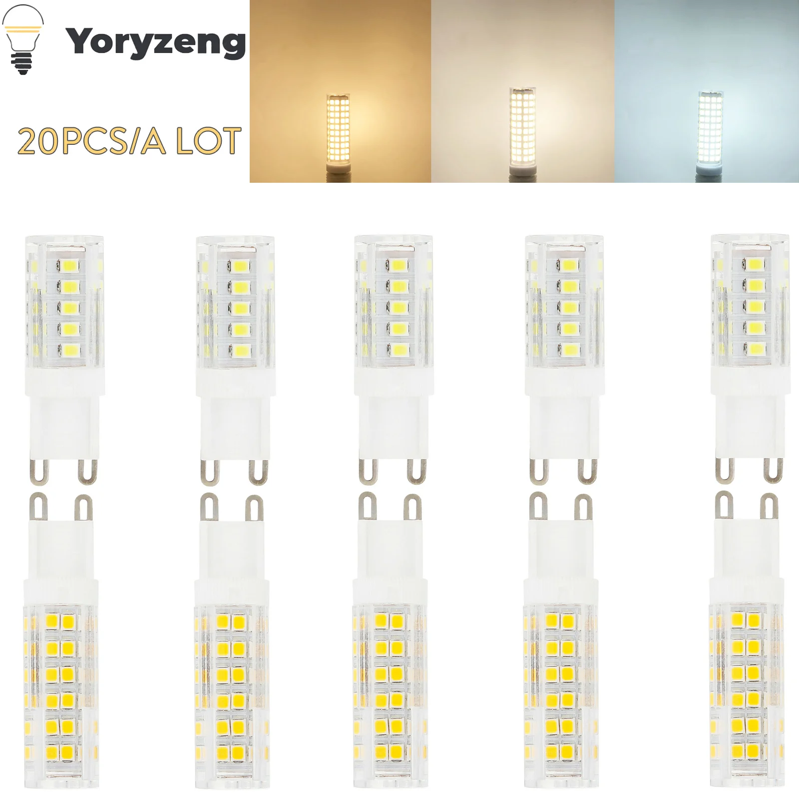미니 G9 LED 전구 세라믹 램프, 2835 SMD 교체, 30W, 40W 할로겐 램..