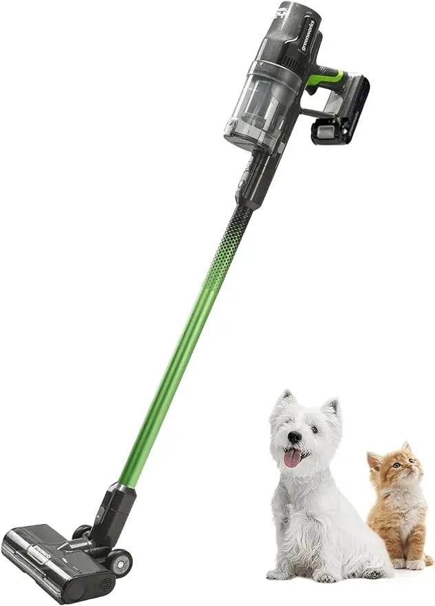 

Greenworks 24V Brushless Cordless Stick Vacuum, Lightweight, Handheld, Pet, Anti-Allergen HEPA Filtration, Hard Floor, Carpet,