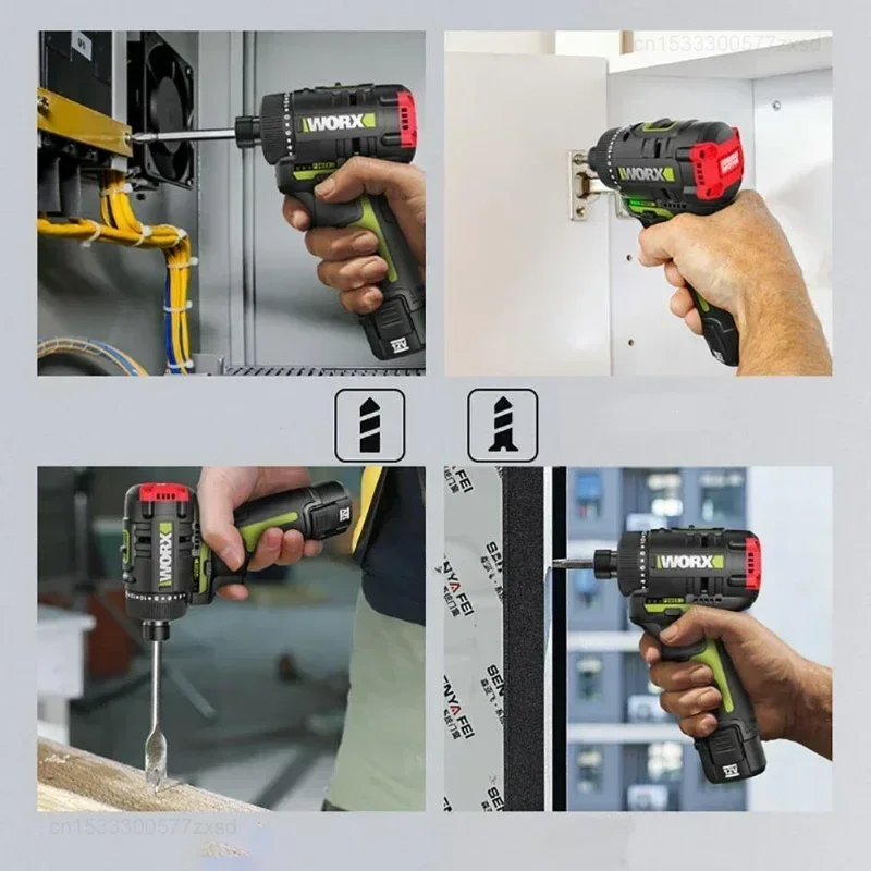 Worx WU129 Cordless Screwdriver Dual Speed 40Nm 12V 1800rpm Brushless Motor Adjustable Torque Wireless Drill Univeral Battery 5