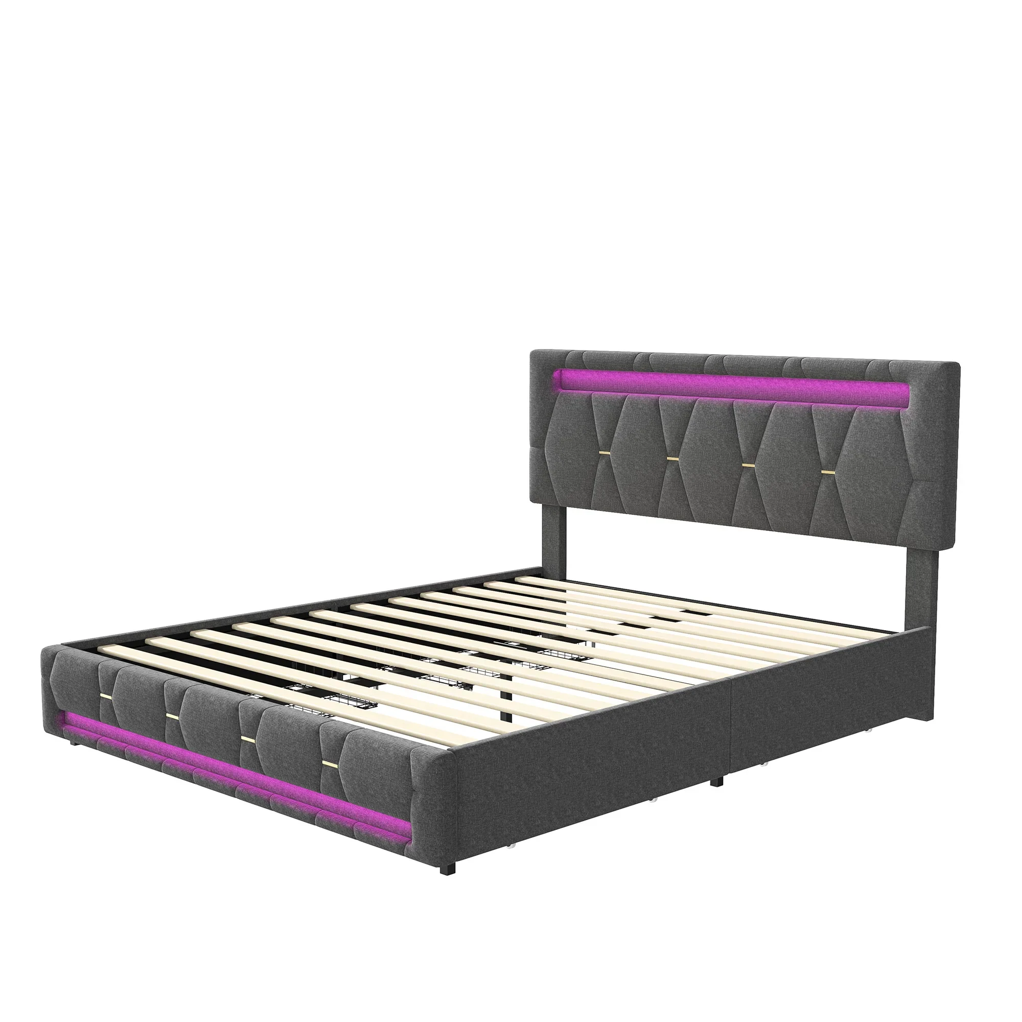 Comanlai: Dvigulės Lovos Lyderis – Su LED ir 4 Stalčiais - Image 6