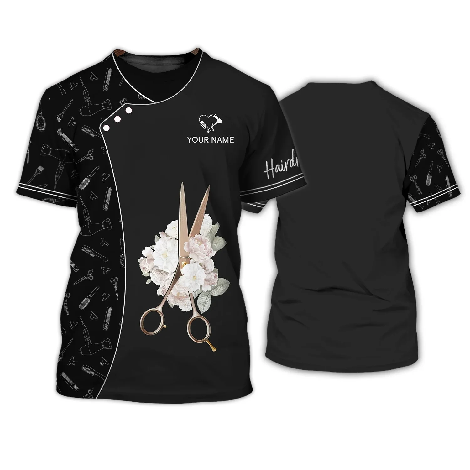 Neuestes Sommer-Herren-T-Shirt mit individuellem Namen, Friseur, 3D-gedruckt, Unisex-T-Shirt, Friseur-Werkzeuge, T-Shirts (nicht Arbeitskleidung) DW179 – Detail 9