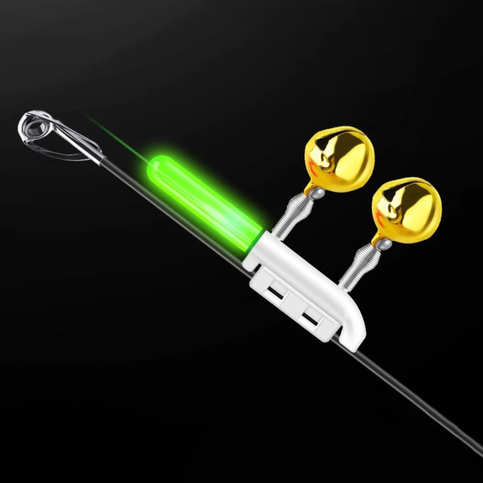 Alarme de touche pêche avec double clochette et clip - Détecteur LED sans pile pour pêche nocturne