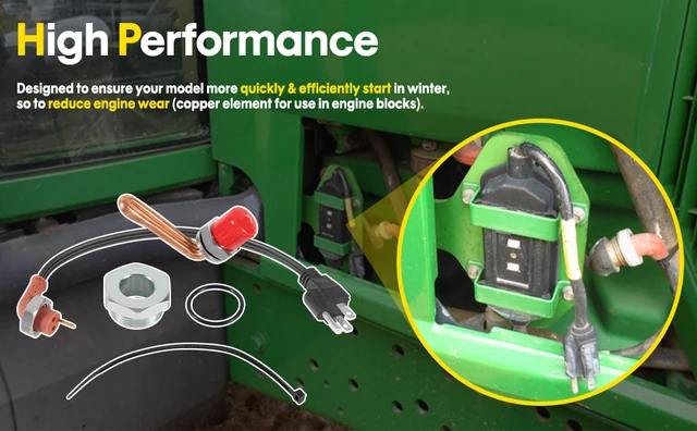 John Deere Dz102076 Kit DZ102076 Engine Block Heater Kit For John