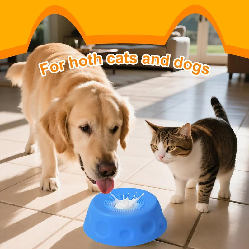Pet Slow Feeder Dog Lick Bowl Anti-Slip Cat Silicone Liquid Food Feeding Puzzle Interactive Ball Toy Slow Eating Dog Dishes_voghion.com