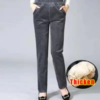 Autumn Winter Plush Thick Thin Elegant Women's Pants High Waist Fleece Pencil Pants Women Corduroy Leggings Office Lady Trousers - Image 5