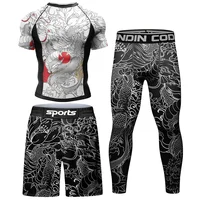 Men BJJ Rash Guard Jiu Jitsu T-shirt Sublimation Printed Shorts Rashguard Martial Art Boxing MMA Clothing Compression Wear Suit 2
