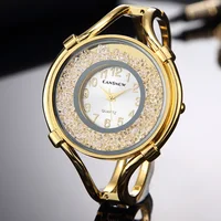Women'S Watches Gold Diamond Quartz Bracelet Wrist Watch Big Dial Ladies Clock Stainless Steel Reloj Mujer Gift For Girlfriend 2