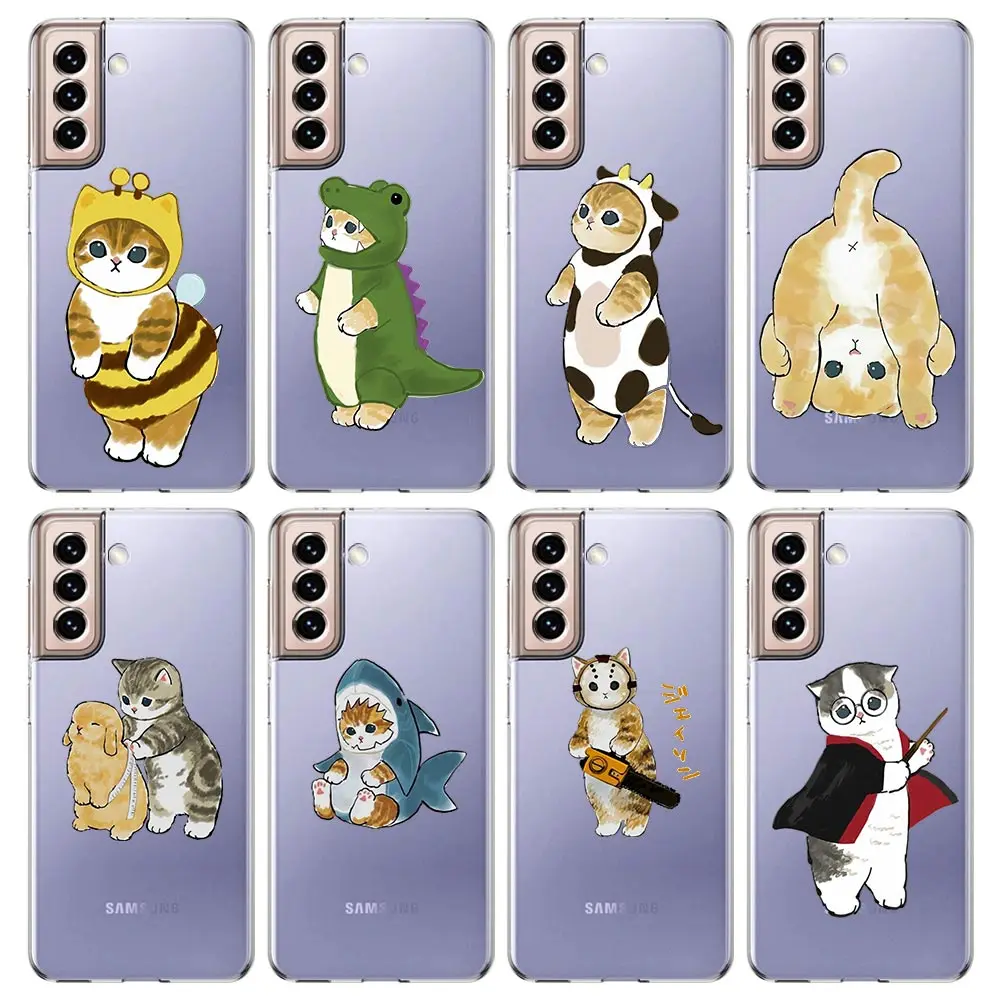 Adorable Cat Art Cartoon Silicone Clear Phone Case Cover