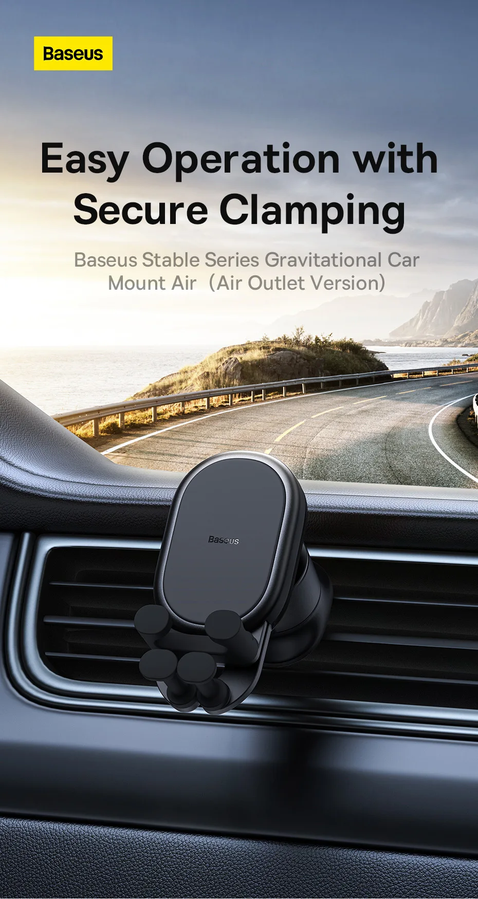 car phone holder mounted securely on air vent