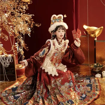 Hanfu women with velvet more than a skirt worship robes