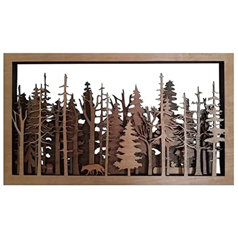 

Mysterious Forest Landscape Wood Art Decoration, Wood Carving Wall Decoration, Birch Tree Natural Wood Wall Hanging
