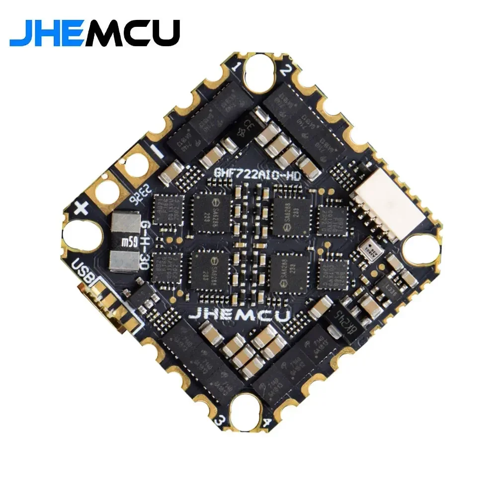 Contrôleur de vol FPV JHEMCU GHF722AIO-HD avec ESC 40A 4-en-1 intégré, câbles connectés