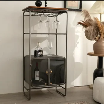 Vetrina per vini con porta in vetro, mobile espositore per soggiorno, portabottiglie di lusso di alta gamma, stile minimalista e raffinato.