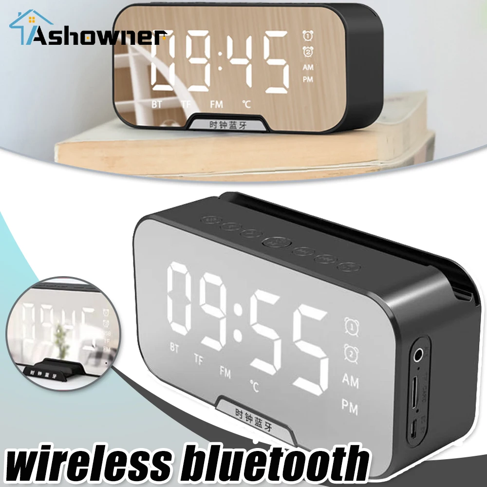 Alarm Clock Mirror Led Alarm Clock Multifunction Wireless Bluetooth Mp3