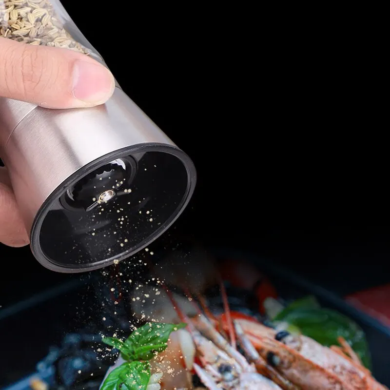 Salt Pepper Grinder Spices Bottle Seasoning Jar Stainless Steel