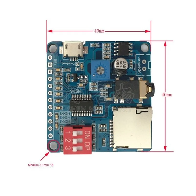 【Pre-order】 Voice Sound Playback Module Arduino MP3 Player Module UART I/O Trigger Class D Amplifier Board 5W 8M Storage DY-SV8F SD/TF.