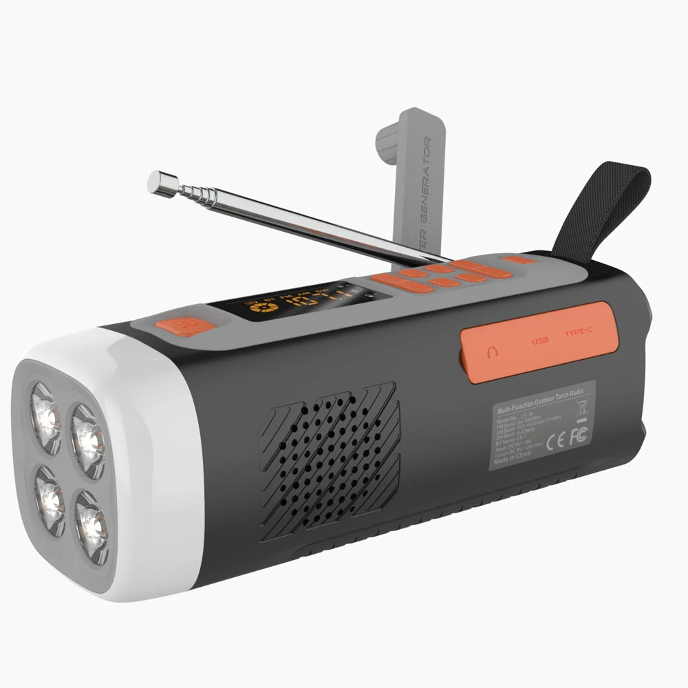 4500mAh Emergency Radio AM/FM/SW Survival Power Bank Phone Charger USB C/Solar/H