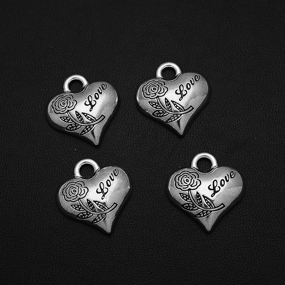 Antique Silver Plated Valentine'S Day Charms Rose Flower Pendants For Diy Necklaces  Jewelry Making Findings Supplies Accessories - AliExpress