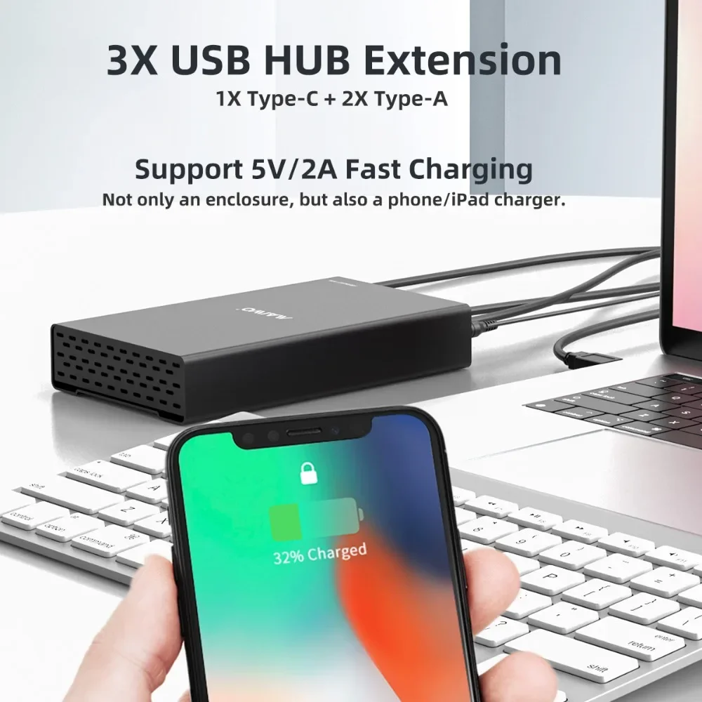 MAIWO HDD Docking Station 10Gbps USB3.1 Type-C to SATA Drive Adapter Aluminum Case for 2.5 3.5 SSD HDD Dock Hard Drive Enclosure