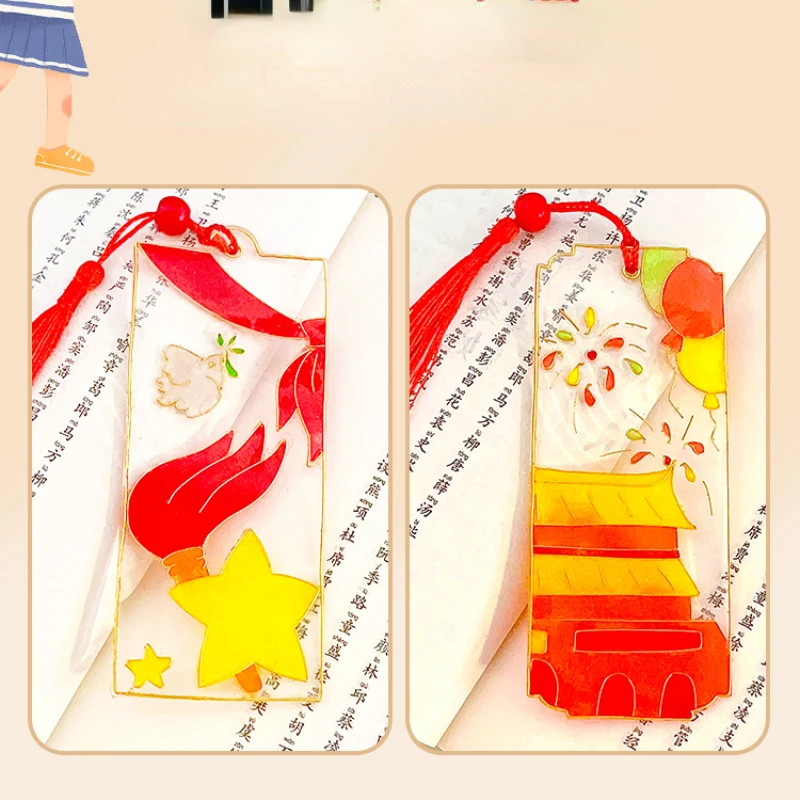 칠보 선조 에나멜 페인팅 DIY 수제 재료 패키지, 무형 문화 유산을 만들기 위한 책갈피 펜던트 선물