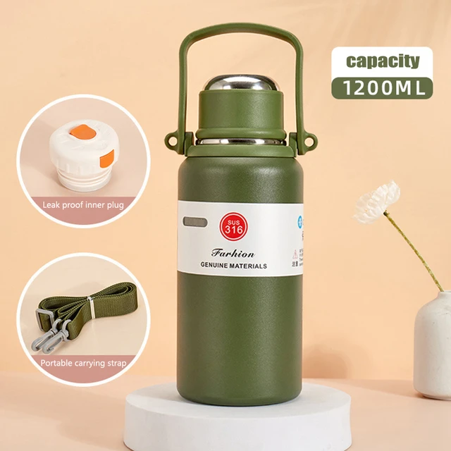 Buy Branded Thermos Bottle Insulated 316 Stainless Steel Water Bottle  Modern Vacuum Flask with Carrying Strap