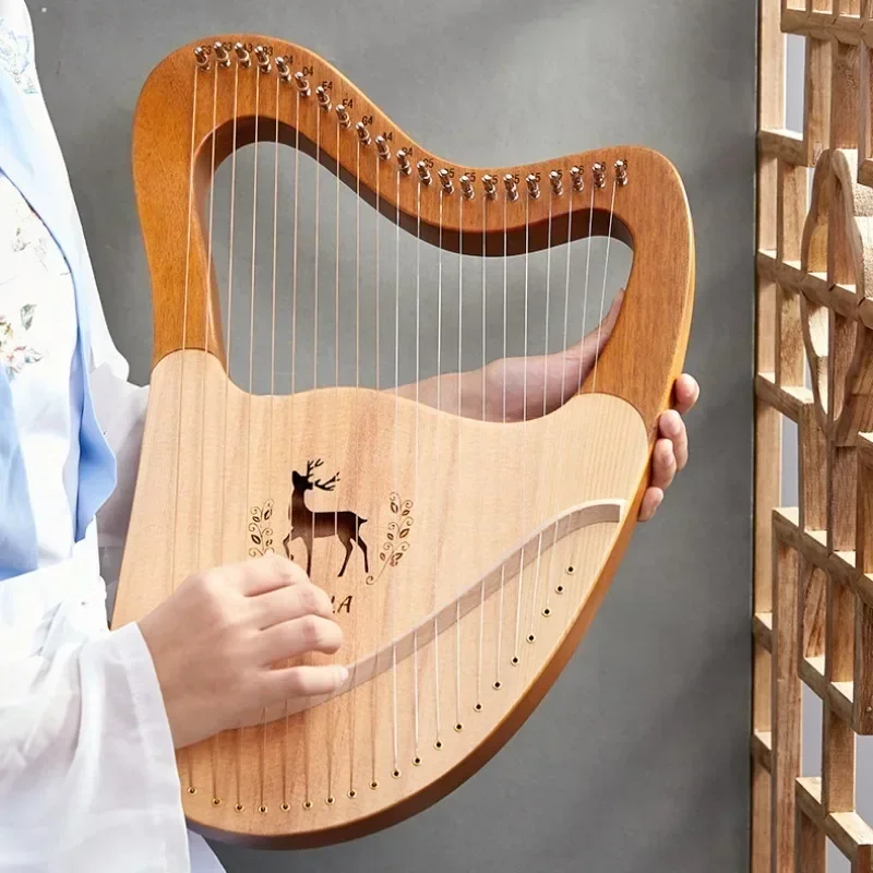 Wooden 21 String Harp 27 String Sound Therapy Professional Portable Lyar Meditation Harp Beginner Practice Musical Instruments