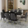 Modern Dining Table Set Rectangula Kitchen Table Set with Faux Marble Tabletop＆ Pu Leather Upholstered Chairs Ideal for  Kitchen 6