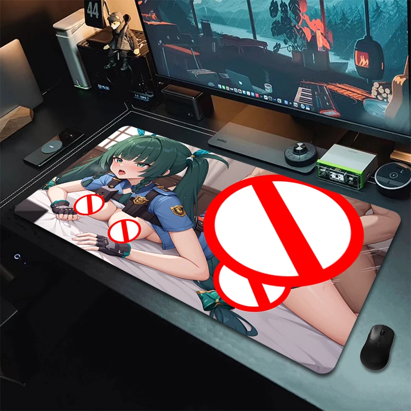 Zenless Zone Zero Gaming Mouse Pad Ellen Joe, Jane Doe, Zhu Yuan, Anby, Qingyi, Nicole Large Mousepad Sexy Nude Big Boobs Mouse Mat R18 Hentai Nipple Desk Mat NSFW Carpet