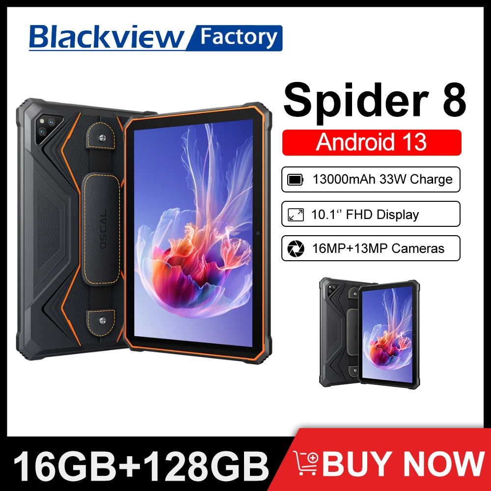 Blackview OSCAL Spider 8 Rugged Tablet PC 16GB 128GB 13000mAh 10.1