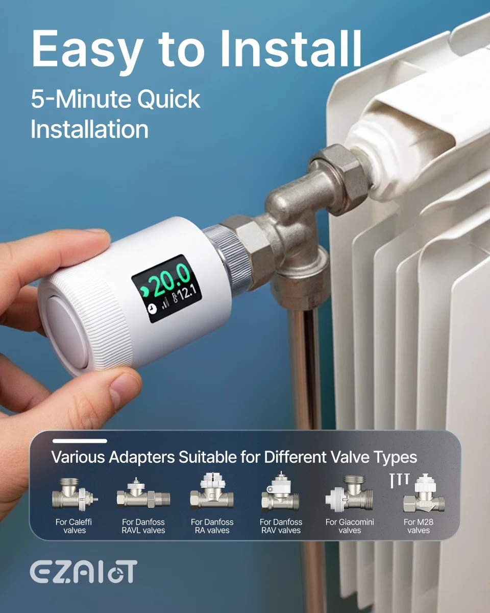 Tuya wifi6 Smart home TRV 1-6PCS thermostatic radiator valve actuator programmab