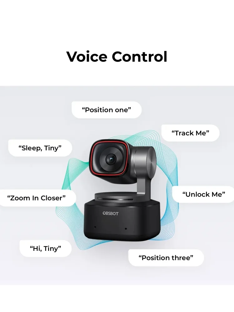 OBSBOT Tiny 2 4k Meet 4K PTZ Webcam AI-Tracking Auto-Framing Gesture Control HDR Dual Omni-Directional Mic Recording Streaming