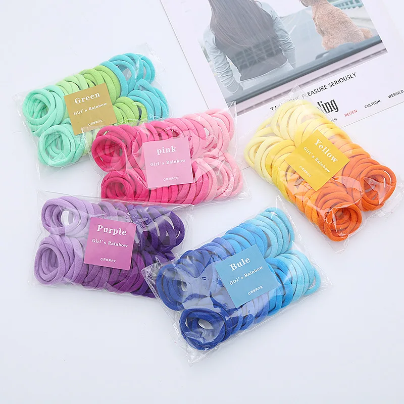 50pcs Elastic Hair Bands Girls Hair Accessories Colorful Women Nylon Headband Kids Ponytail Holder Scrunchie Ornaments Gift new baby girls handmade nylon headband newborn elastic hairband fashion hair ornaments baby accessories bow headwear