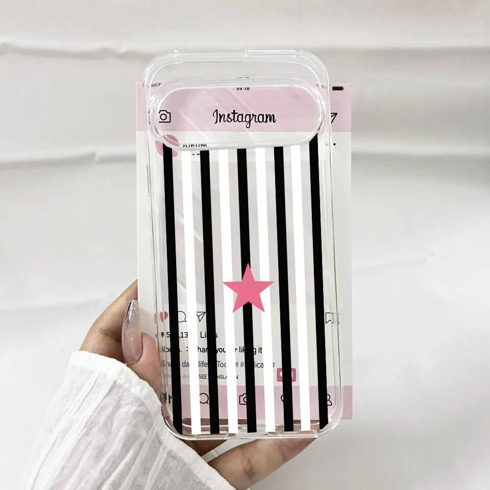 Lucky Stars Stripe Pattern Transparent Soft TPU Phone Case - Fashionable and Durable Cover