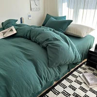 Ensemble de literie en coton massif, linge de lit avec drap, housse de couette, taies d'oreiller, drap de lit pour Couple, King, Queen, Double, taille 5