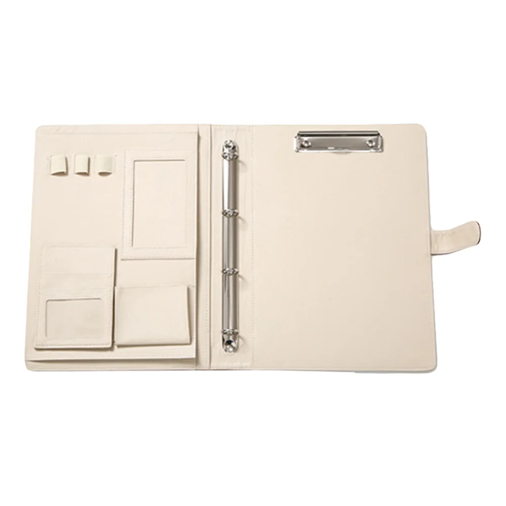 

Zip Binder Loose- Leaf Folder Padfolio Folder Document Case Organizer A4 PU Zippered Closure With Business Card Holder