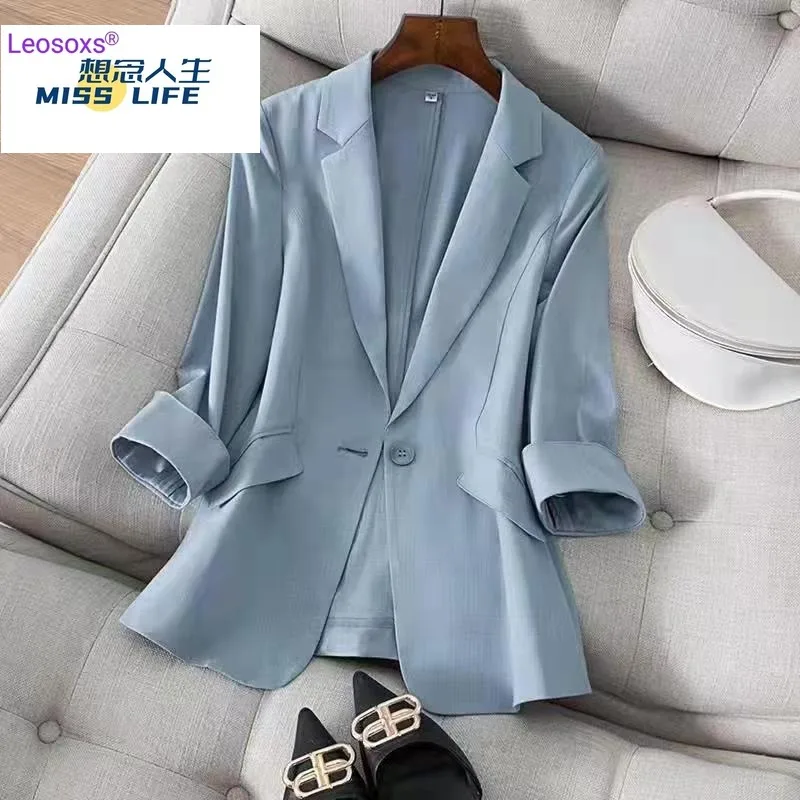 

Western-style small suit jacket women's cropped sleeves Spring and Autumn new Korean temperament slim solid color suit