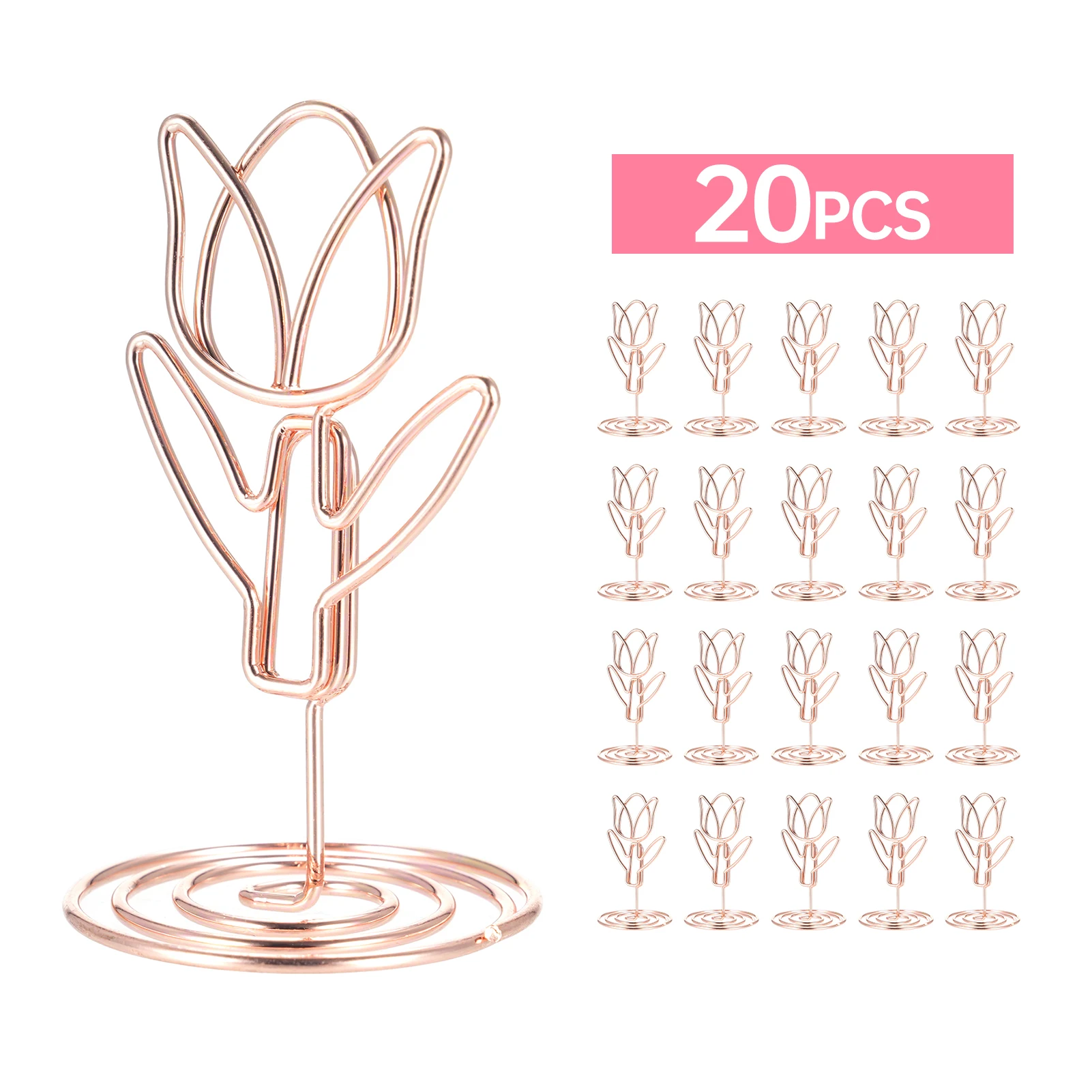 테이블 번호 거치대 사진 클립, 튤립 모양 사인 스탠드, 센터피스, 결혼식 생일 파티 홈, 20 팩