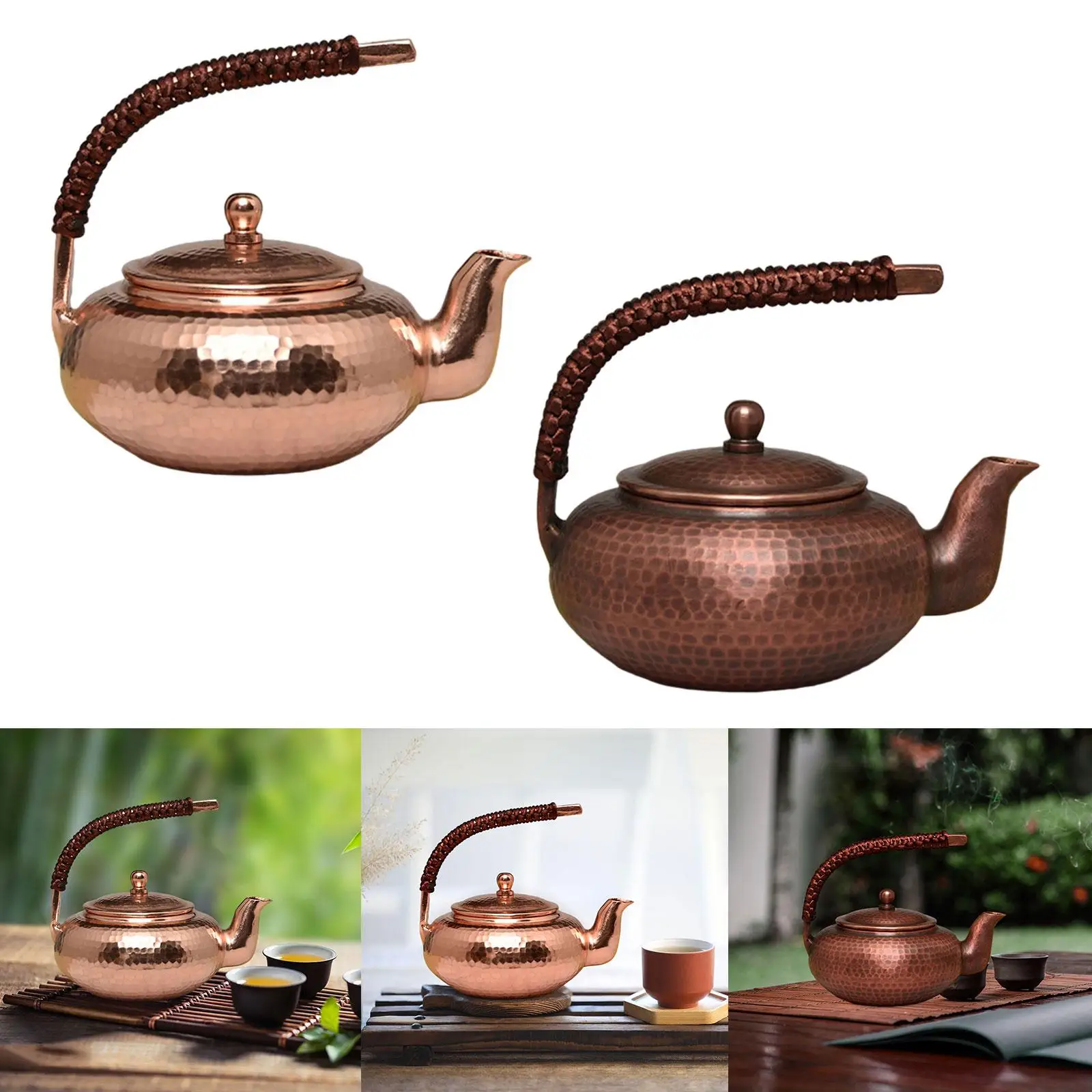 Copper Teapot Half Moon Handmade 500ml Traditional Copper Kettle Teapot