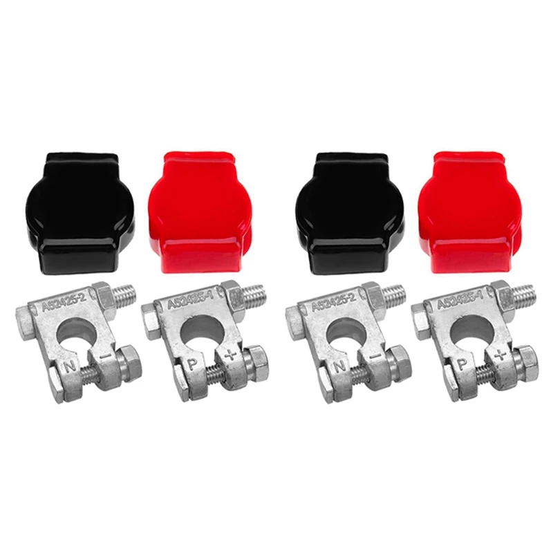 

2X Battery Terminals(Heavy Duty) Battery Terminal Negative & Positive With Plastic Cover Made Of Lead Alloy Kit