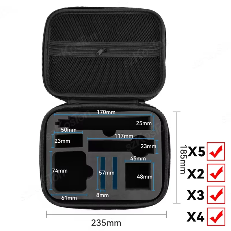 Funda De Transporte Para Insta360 X5/X4 - Estuche Rígido EVA Con 2 Protectores De Pantalla, Mosquetón, Resistente Al Agua