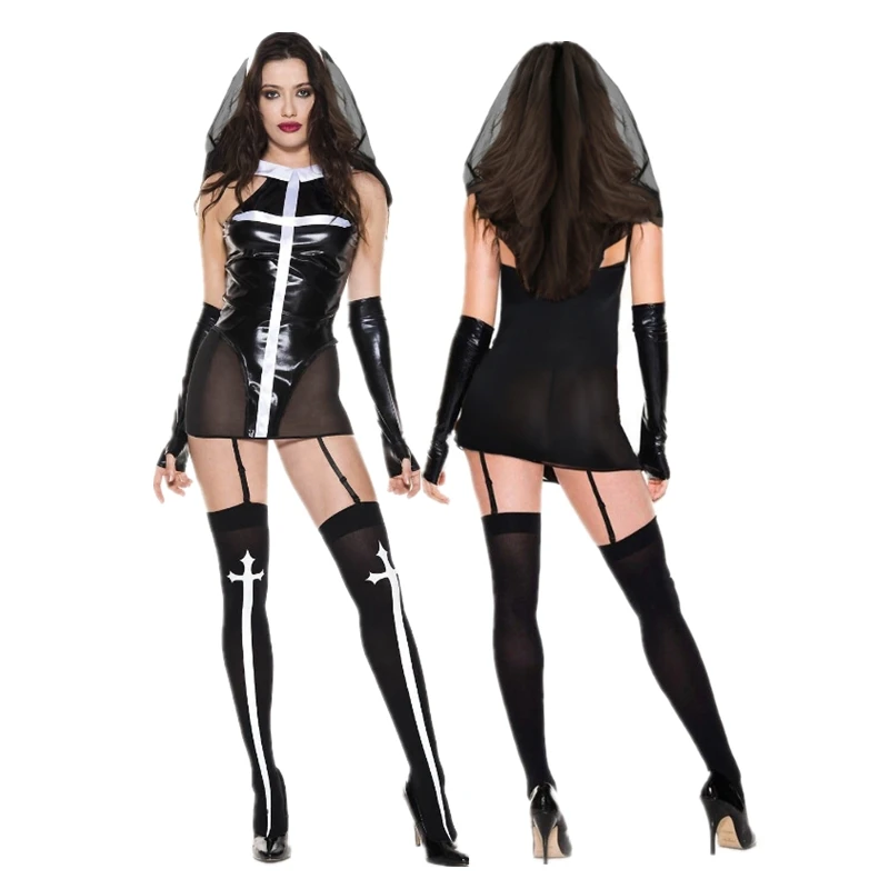 

Halloween Day of The Dead Naughty Nasty Sister Nun Cosplay Costume Carnival Party Virgin Mary Priest Fancy Dress