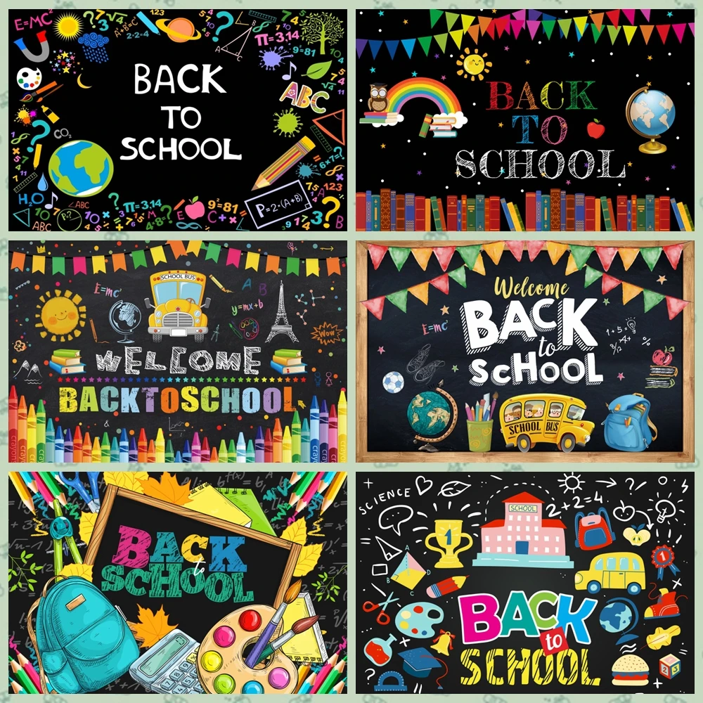 

Laeacco Back To School Backdrop for Photography Blackboard Pencil Student Children Portrait Photographic Backdrop Photo Studio
