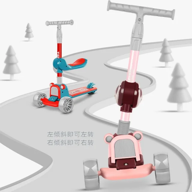 LazyChild Child Scooter Folding Shine Balance Bike Adjustable Height Skateboard Baby Stroller Child Scooter 1-12 Year Old 2022 4