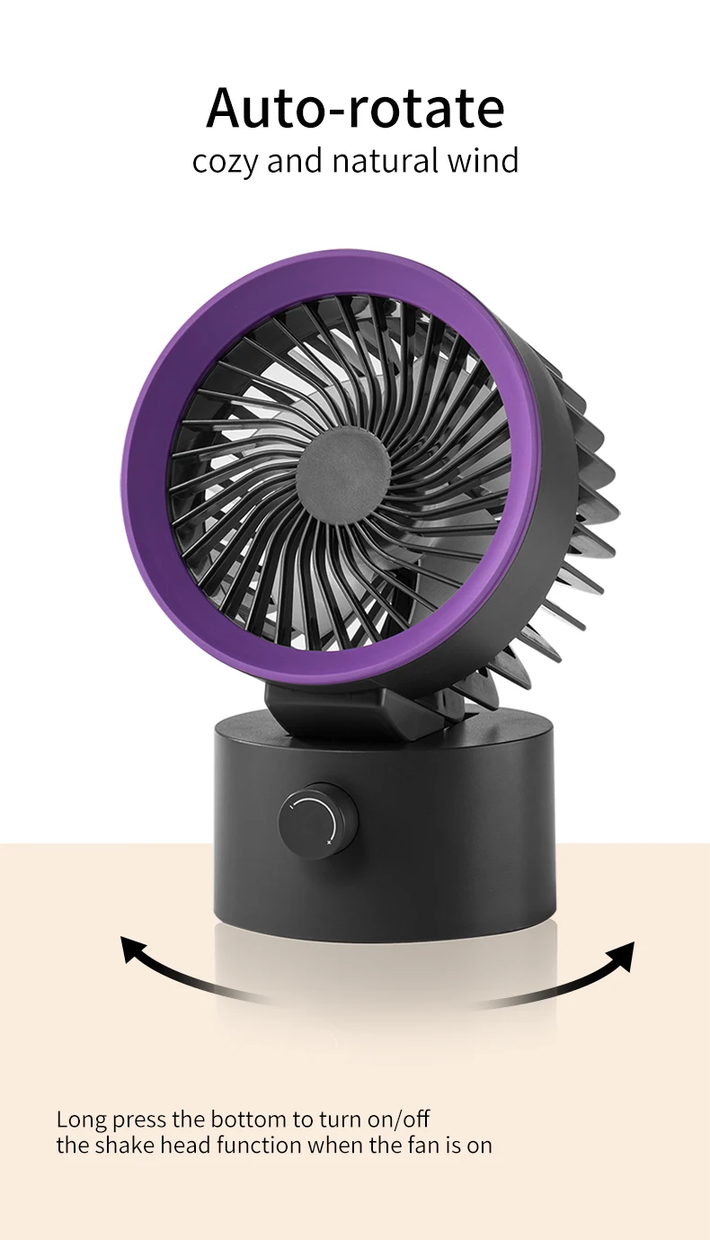 Description Picture 6 of itemPortable Desktop Rechargeable Fan Small Cooling Ventilador Shake Head Fan Stepless Speed Regulation Personal Fan for Room Office