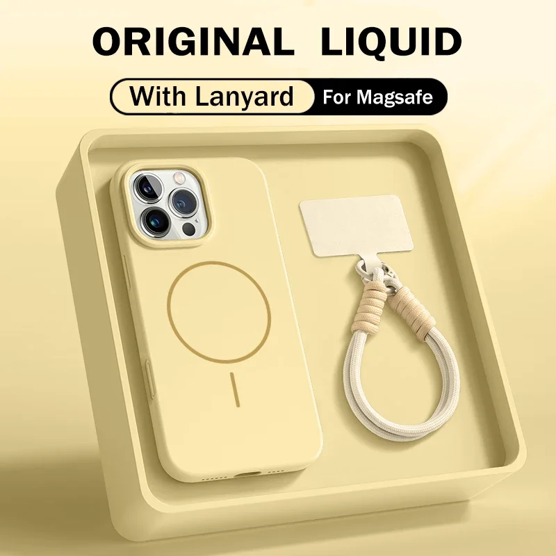 Premium Liquid Silicone Lanyard Strap Case with Magnetic Soft Cover