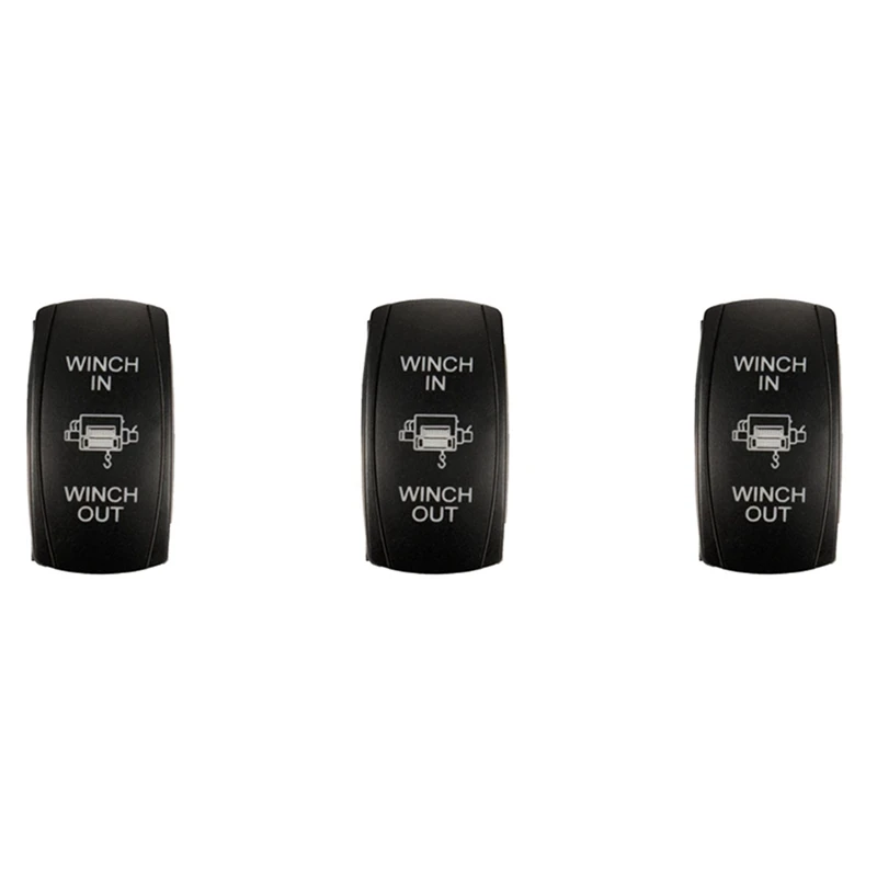 

3X 7Pin Laser-Momentary Rocker Switch Winch In Winch Out 12V ON-OFF-ON LED Light Blue
