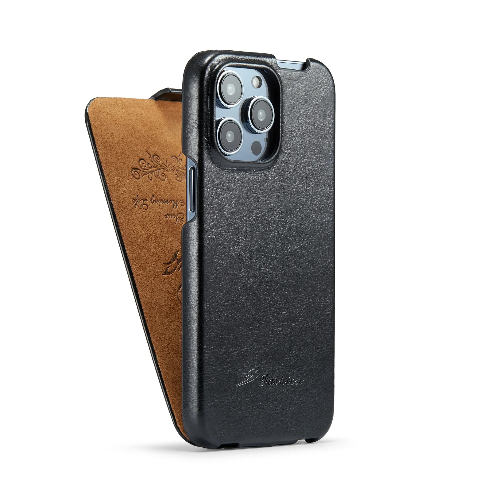 Fierre Shann Premium Vertical Flip Leather Phone Case with Up-Down Opening