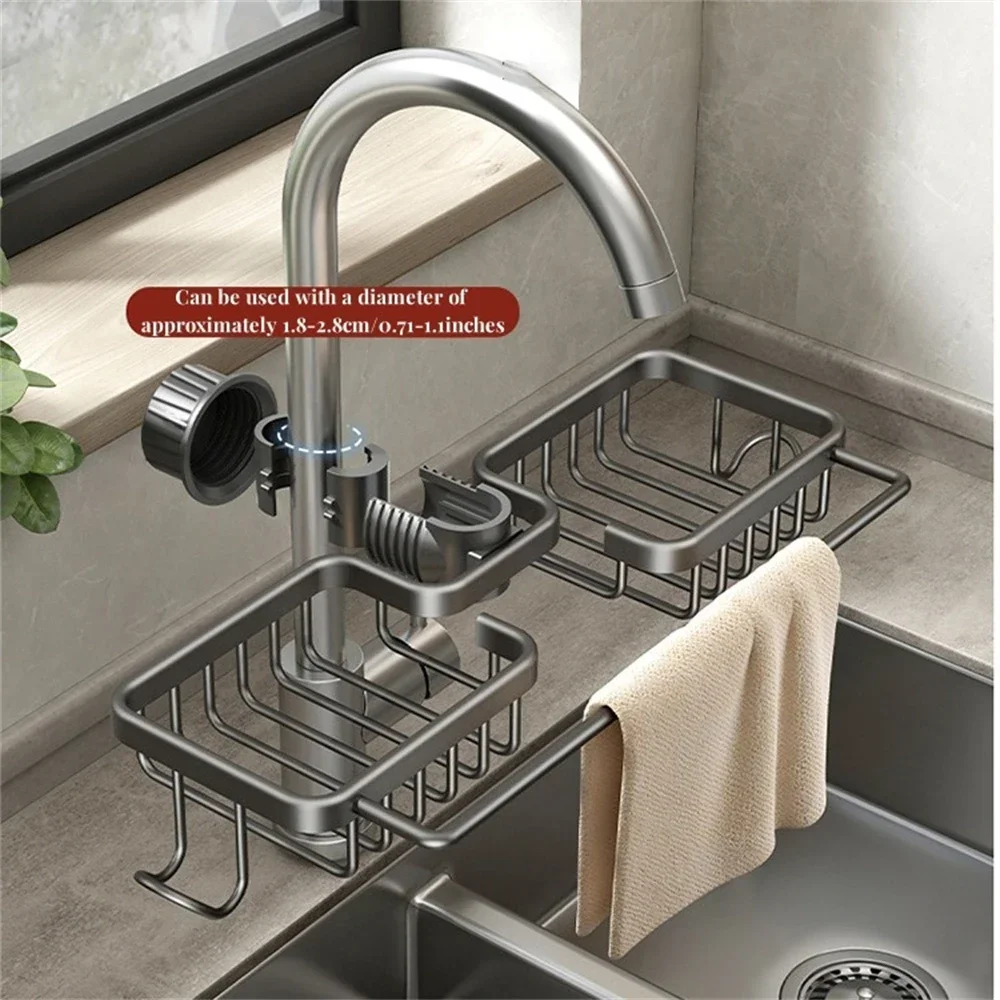 Kitchen Desktop Storage Faucet Storage Rack Non-porous Dishwashing Supplies Sponge Two-way Drainage Rack