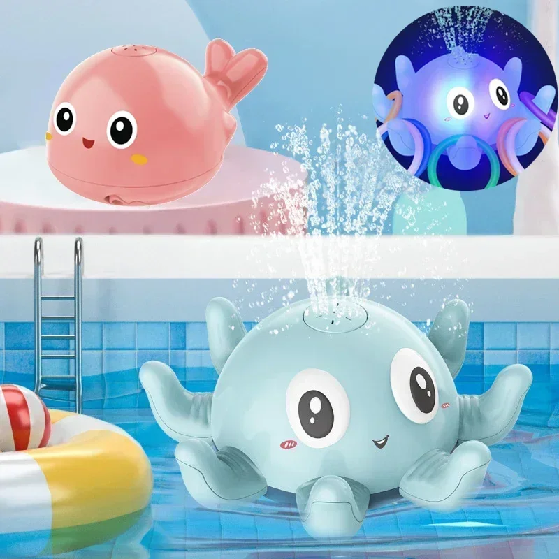 Baby Bath Toys Spray Water Shower Bathing Toys for Kids Electric Whale Bath Ball with Light Music LED Light Toys Bathtub Toy 3